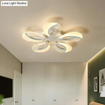 DecorBites™ DecorBites™ Modernist Petal LED Ceiling Light Fixture - Acrylic, White Semi Mount Lighting for Bedroom (5/9/18-Light)