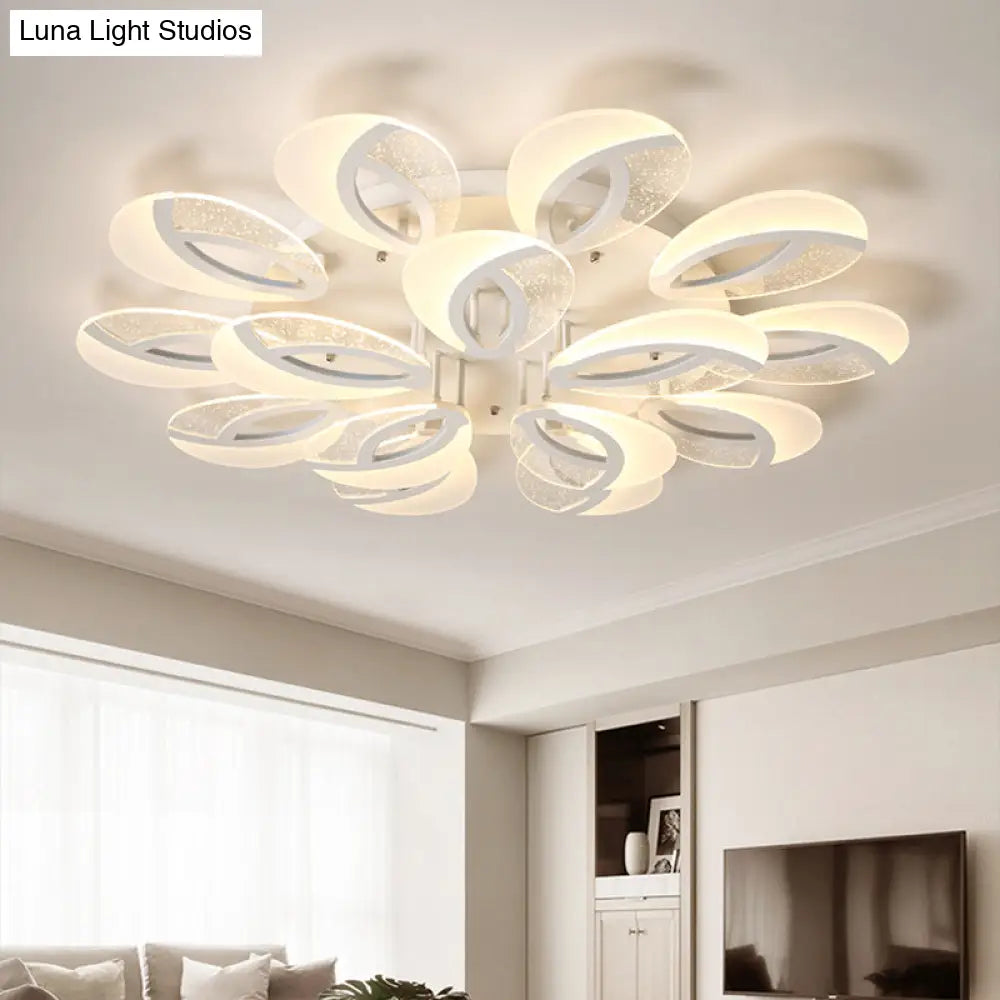 DecorBites™ DecorBites™ Modernist Petal LED Ceiling Light Fixture - Acrylic, White Semi Mount Lighting for Bedroom (5/9/18-Light)
