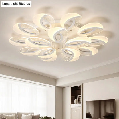DecorBites™ DecorBites™ Modernist Petal LED Ceiling Light Fixture - Acrylic, White Semi Mount Lighting for Bedroom (5/9/18-Light)