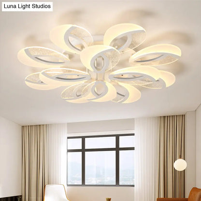 DecorBites™ DecorBites™ Modernist Petal LED Ceiling Light Fixture - Acrylic, White Semi Mount Lighting for Bedroom (5/9/18-Light)