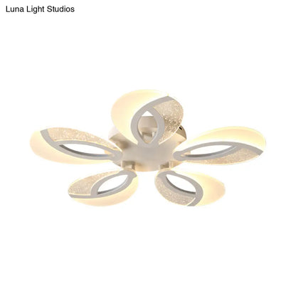DecorBites™ DecorBites™ Modernist Petal LED Ceiling Light Fixture - Acrylic, White Semi Mount Lighting for Bedroom (5/9/18-Light)