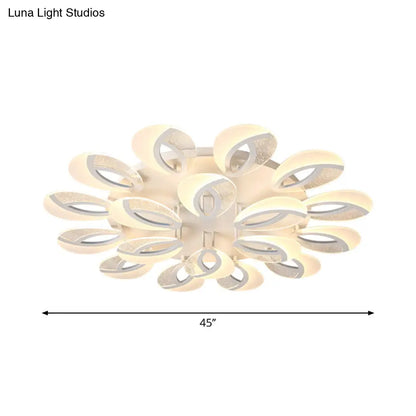 DecorBites™ DecorBites™ Modernist Petal LED Ceiling Light Fixture - Acrylic, White Semi Mount Lighting for Bedroom (5/9/18-Light)