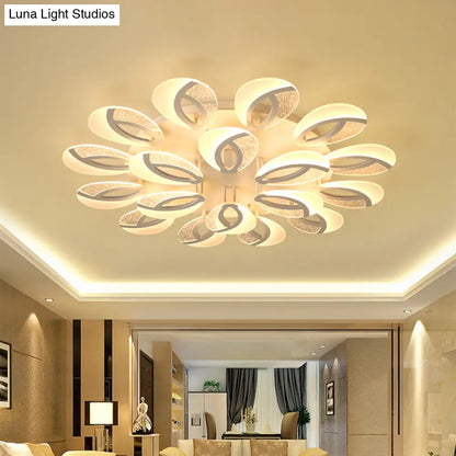 DecorBites™ DecorBites™ Modernist Petal LED Ceiling Light Fixture - Acrylic, White Semi Mount Lighting for Bedroom (5/9/18-Light)