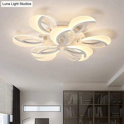 DecorBites™ DecorBites™ Modernist Petal LED Ceiling Light Fixture - Acrylic, White Semi Mount Lighting for Bedroom (5/9/18-Light)