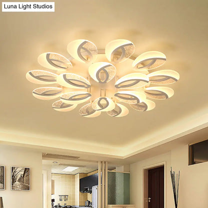 DecorBites™ DecorBites™ Modernist Petal LED Ceiling Light Fixture - Acrylic, White Semi Mount Lighting for Bedroom (5/9/18-Light)