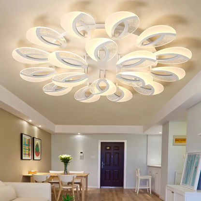 DecorBites™ DecorBites™ Modernist Petal LED Ceiling Light Fixture - Acrylic, White Semi Mount Lighting for Bedroom (5/9/18-Light)
