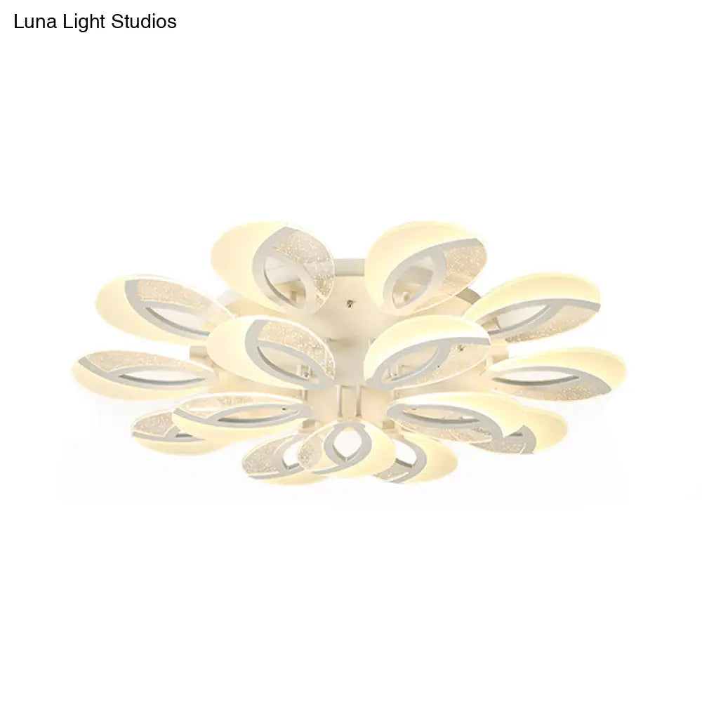 DecorBites™ DecorBites™ Modernist Petal LED Ceiling Light Fixture - Acrylic, White Semi Mount Lighting for Bedroom (5/9/18-Light)