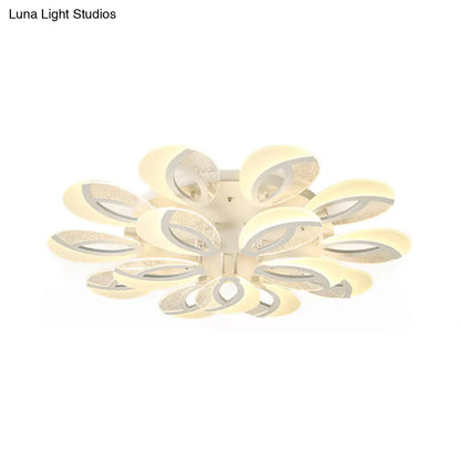 DecorBites™ DecorBites™ Modernist Petal LED Ceiling Light Fixture - Acrylic, White Semi Mount Lighting for Bedroom (5/9/18-Light)
