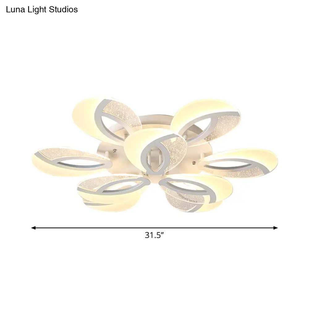 DecorBites™ DecorBites™ Modernist Petal LED Ceiling Light Fixture - Acrylic, White Semi Mount Lighting for Bedroom (5/9/18-Light)