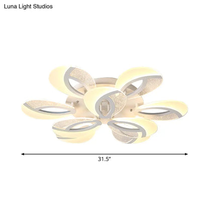 DecorBites™ DecorBites™ Modernist Petal LED Ceiling Light Fixture - Acrylic, White Semi Mount Lighting for Bedroom (5/9/18-Light)