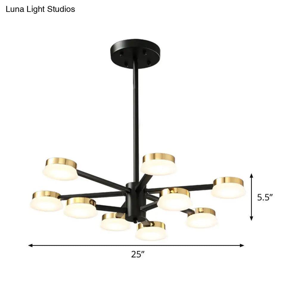 Lámpara de techo radial modernista de metal - 9/12 cabezales - Lámpara colgante negra para sala de estar