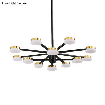 Lámpara de techo radial modernista de metal - 9/12 cabezales - Lámpara colgante negra para sala de estar