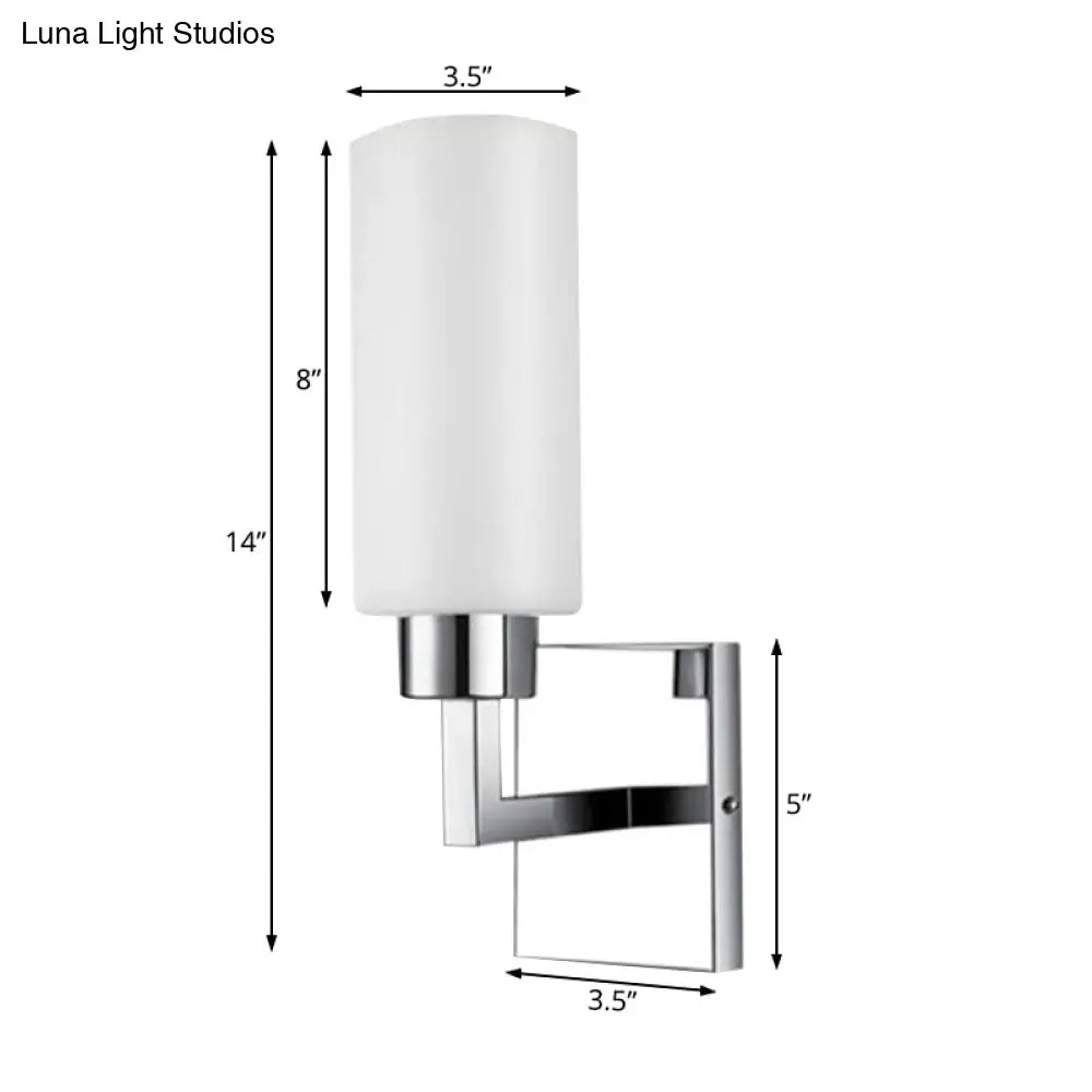 DecorBites™ DecorBites™ Modernist Rectangular Milk Glass Wall Sconce - 1 Light Chrome Fixture for Office