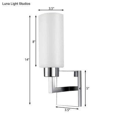 DecorBites™ DecorBites™ Modernist Rectangular Milk Glass Wall Sconce - 1 Light Chrome Fixture for Office