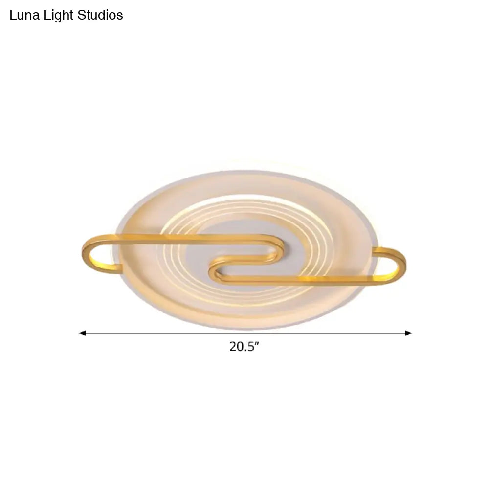 DecorBites™ DecorBites™ Modernist Round Metal Flushmount Ceiling Light in Gold - 16.5"/20.5"W - LED, Warm & White Light