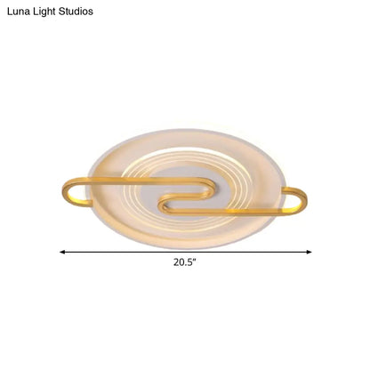 DecorBites™ DecorBites™ Modernist Round Metal Flushmount Ceiling Light in Gold - 16.5"/20.5"W - LED, Warm & White Light