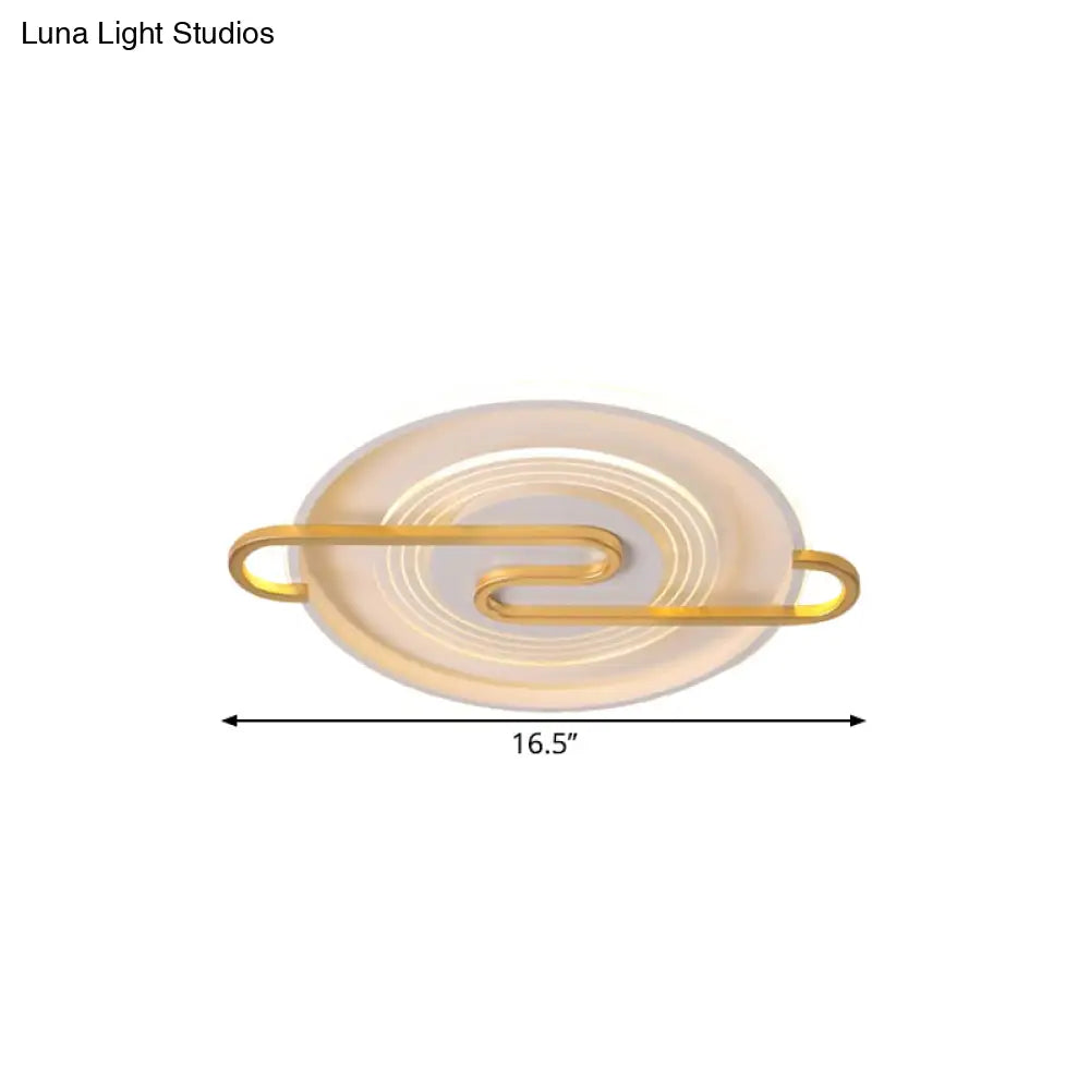 DecorBites™ DecorBites™ Modernist Round Metal Flushmount Ceiling Light in Gold - 16.5"/20.5"W - LED, Warm & White Light