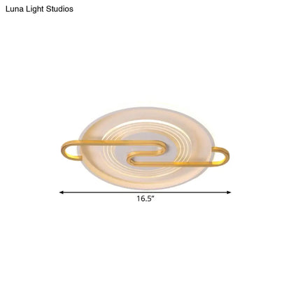 DecorBites™ DecorBites™ Modernist Round Metal Flushmount Ceiling Light in Gold - 16.5"/20.5"W - LED, Warm & White Light