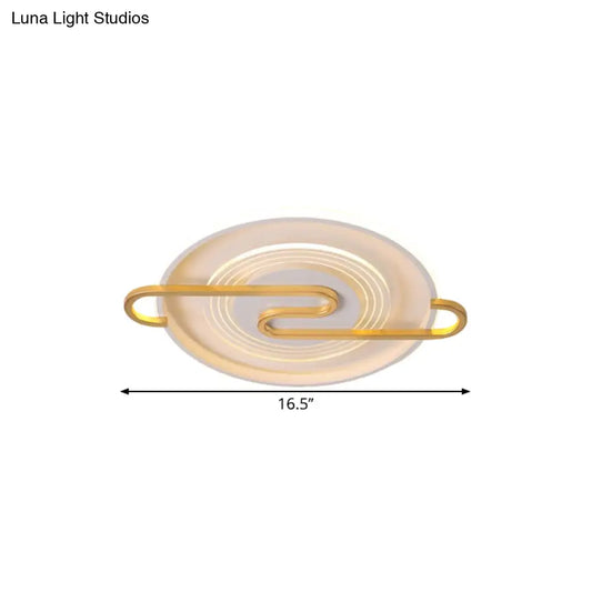 DecorBites™ DecorBites™ Modernist Round Metal Flushmount Ceiling Light in Gold - 16.5"/20.5"W - LED, Warm & White Light