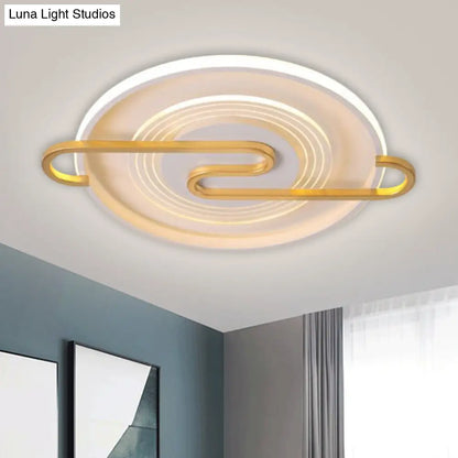 DecorBites™ DecorBites™ Modernist Round Metal Flushmount Ceiling Light in Gold - 16.5"/20.5"W - LED, Warm & White Light