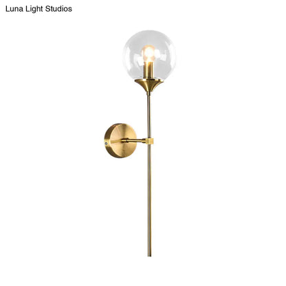 DecorBites™ DecorBites™ Modernist Round Wall Lamp with Clear/Amber/Smoke Gray Glass & Metal Pencil Arm - Bedside Sconce Light Fixture