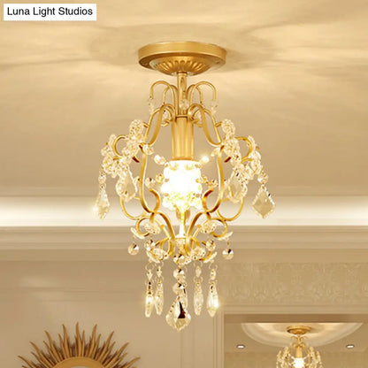 DecorBites™ DecorBites™ Modernist Scroll Crystal Flush Mount Lamp with Gold Finish