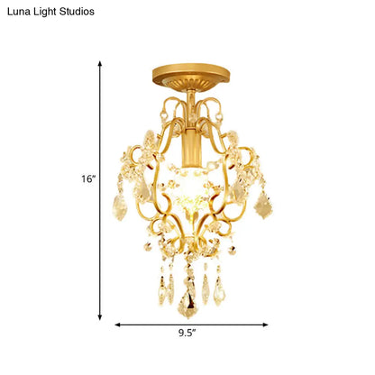 DecorBites™ DecorBites™ Modernist Scroll Crystal Flush Mount Lamp with Gold Finish