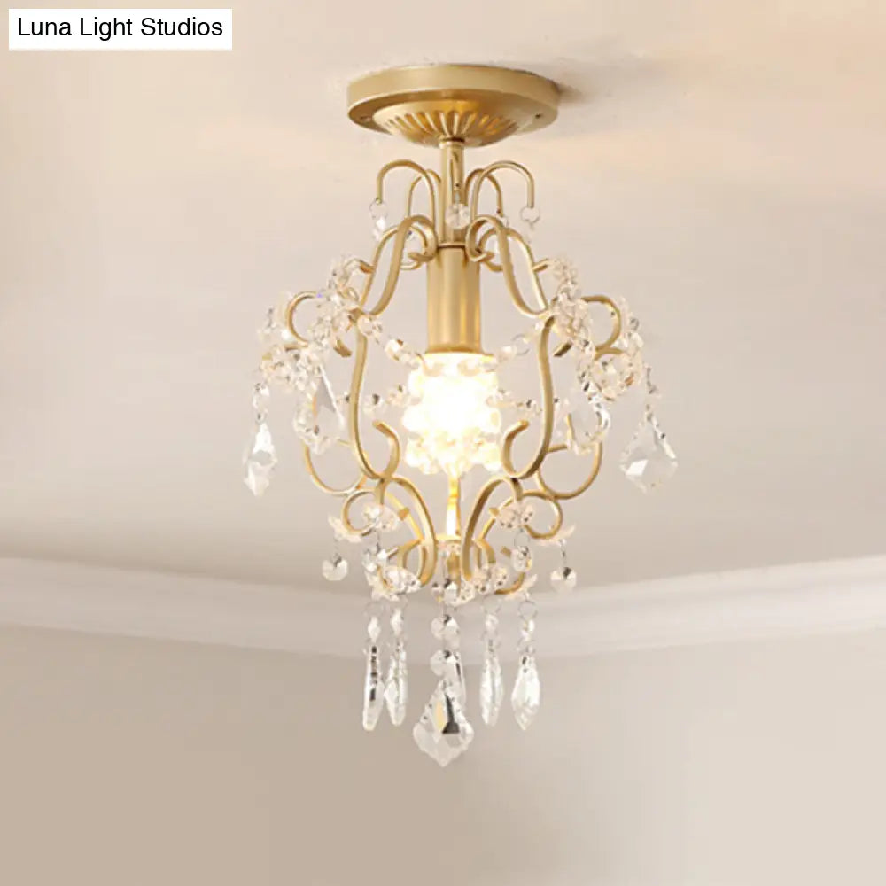 DecorBites™ DecorBites™ Modernist Scroll Crystal Flush Mount Lamp with Gold Finish