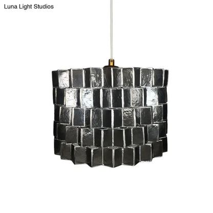 Modernist Shell Pendant Lighting with Black Finish - Sleek Drum Shape, 1 Head Suspension Lamp for Bedroom Ceiling