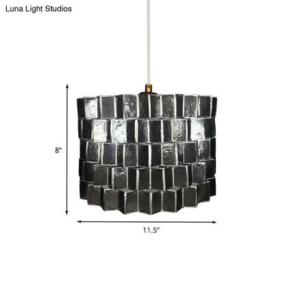 Modernist Shell Pendant Lighting with Black Finish - Sleek Drum Shape, 1 Head Suspension Lamp for Bedroom Ceiling