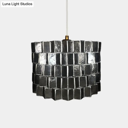 Modernist Shell Pendant Lighting with Black Finish - Sleek Drum Shape, 1 Head Suspension Lamp for Bedroom Ceiling