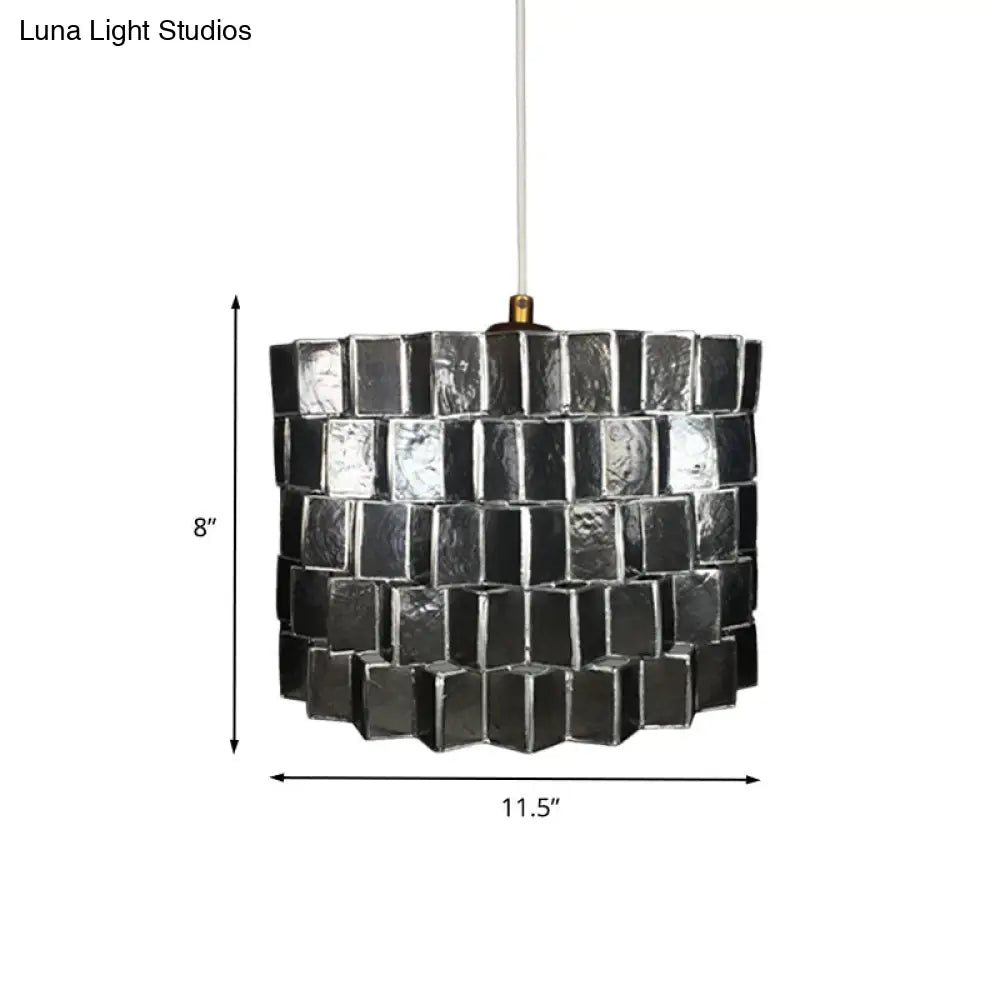 Modernist Shell Pendant Lighting with Black Finish - Sleek Drum Shape, 1 Head Suspension Lamp for Bedroom Ceiling