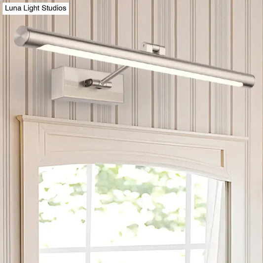 Modernist silver adjustable led wall lamp with brushed silver finish and 20in fixture width for bedroom use