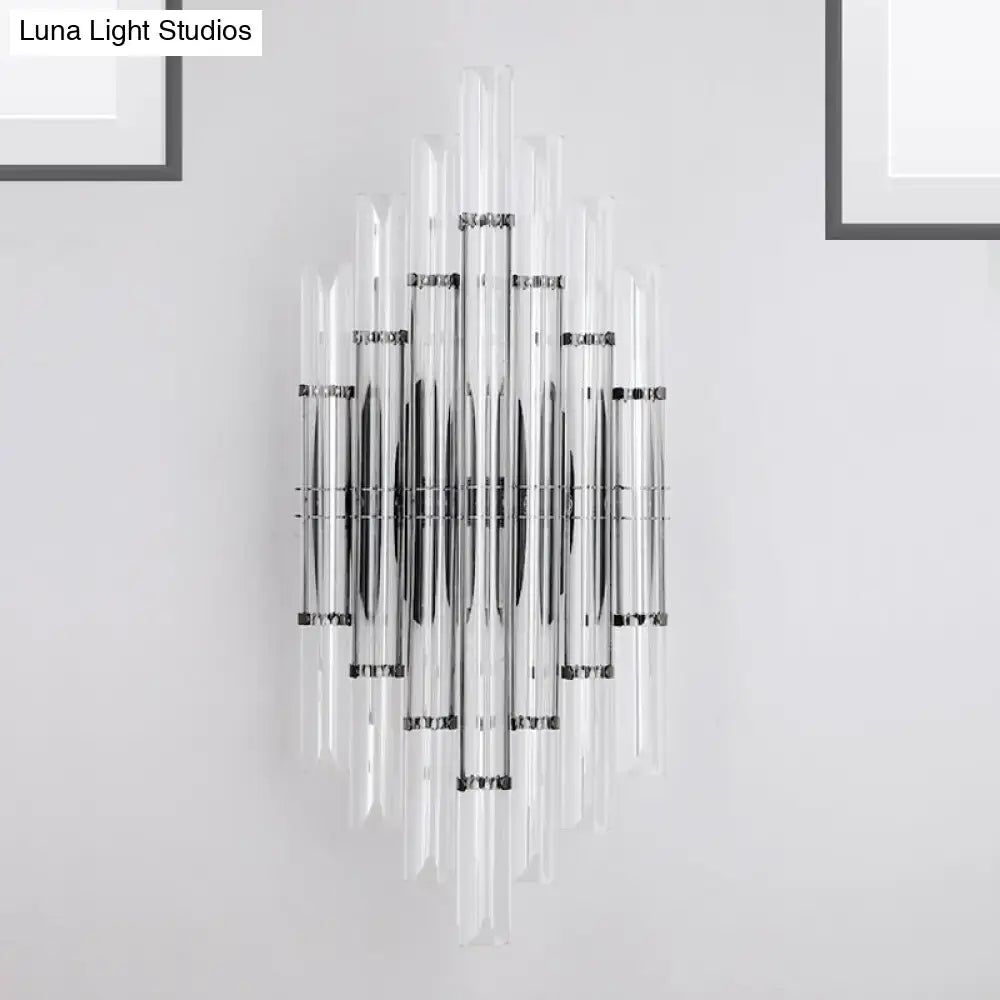 Modernist style black and clear acrylic wall light with chrome accents and glass tubes for 110v-120v living room use
