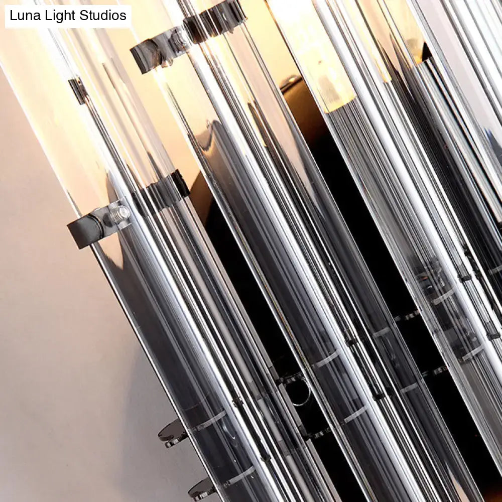 Modernist style wall light with chrome finish clear acrylic tubes and metallic clamps for 110v-120v living room use