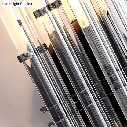 Modernist style wall light with chrome finish clear acrylic tubes and metallic clamps for 110v-120v living room use