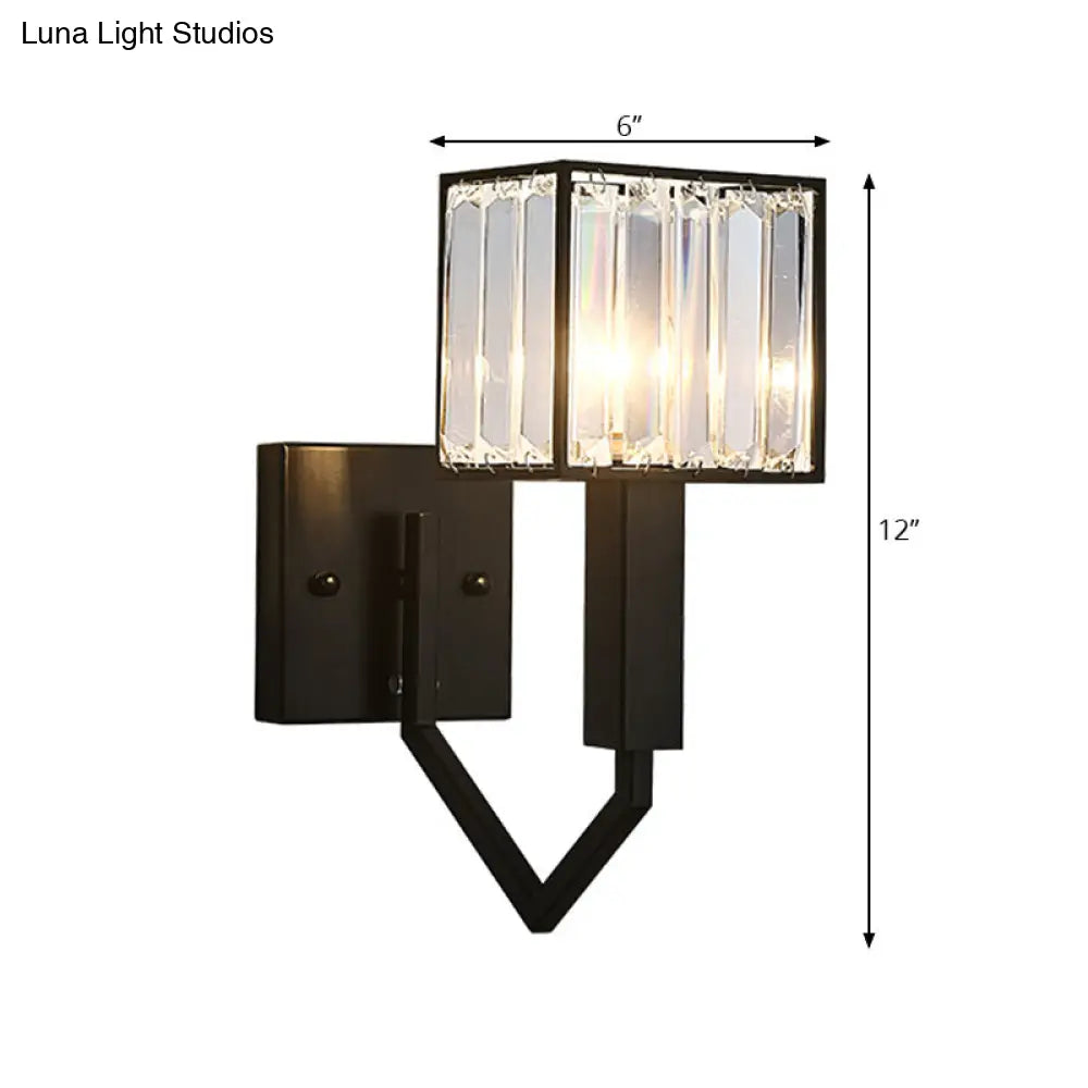 DecorBites™ DecorBites™ Modernist Style Black Wall Lamp with Clear Crystal and Metal Sconce Fixture