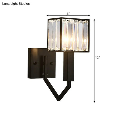 DecorBites™ DecorBites™ Modernist Style Black Wall Lamp with Clear Crystal and Metal Sconce Fixture