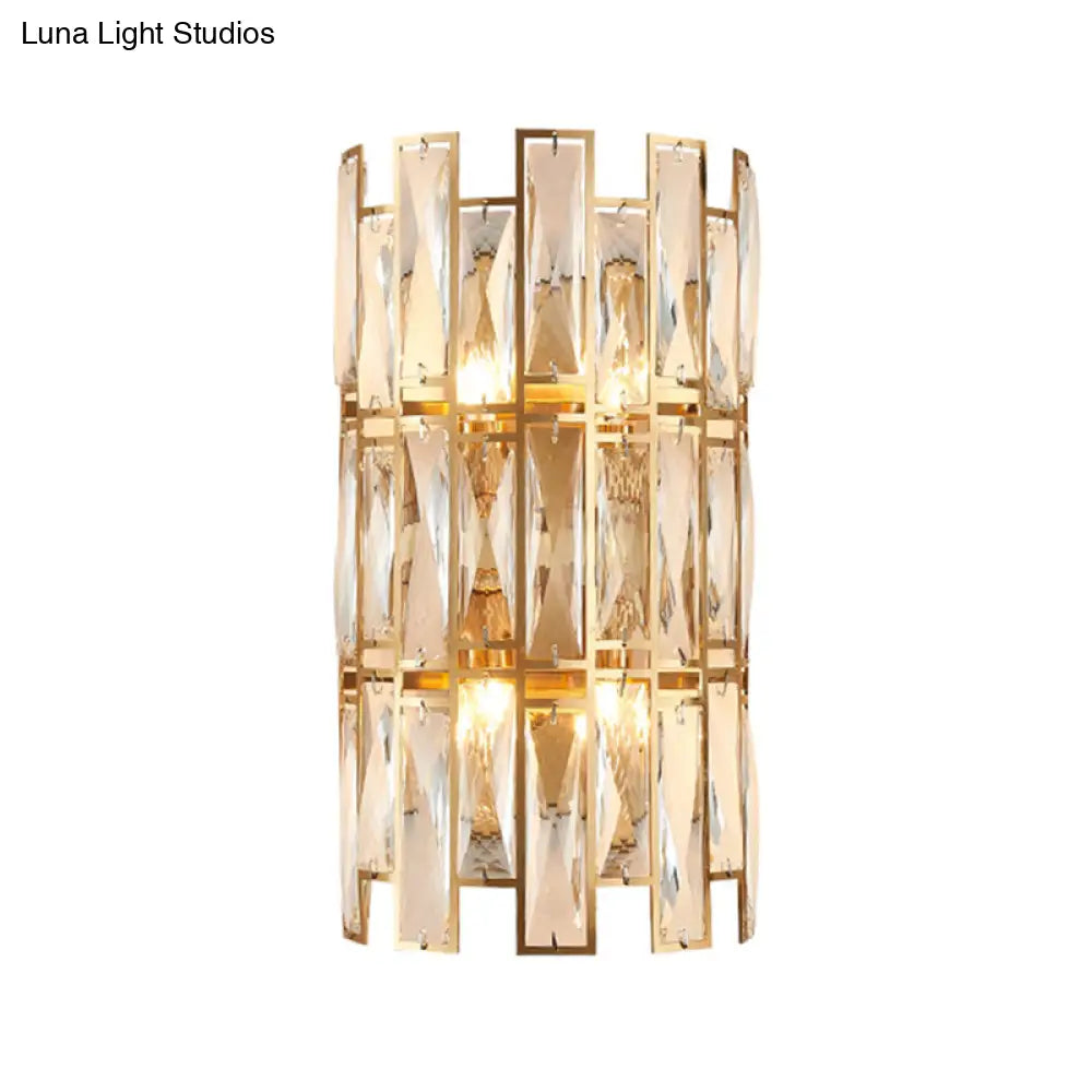 DecorBites™ DecorBites™ Modernist Style Clear Crystal Wall Sconce - Gold Finish, 4 Lights - Corridor Lighting, 11"/17" Wide