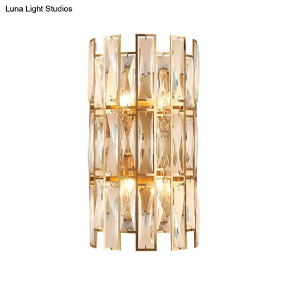 DecorBites™ DecorBites™ Modernist Style Clear Crystal Wall Sconce - Gold Finish, 4 Lights - Corridor Lighting, 11"/17" Wide