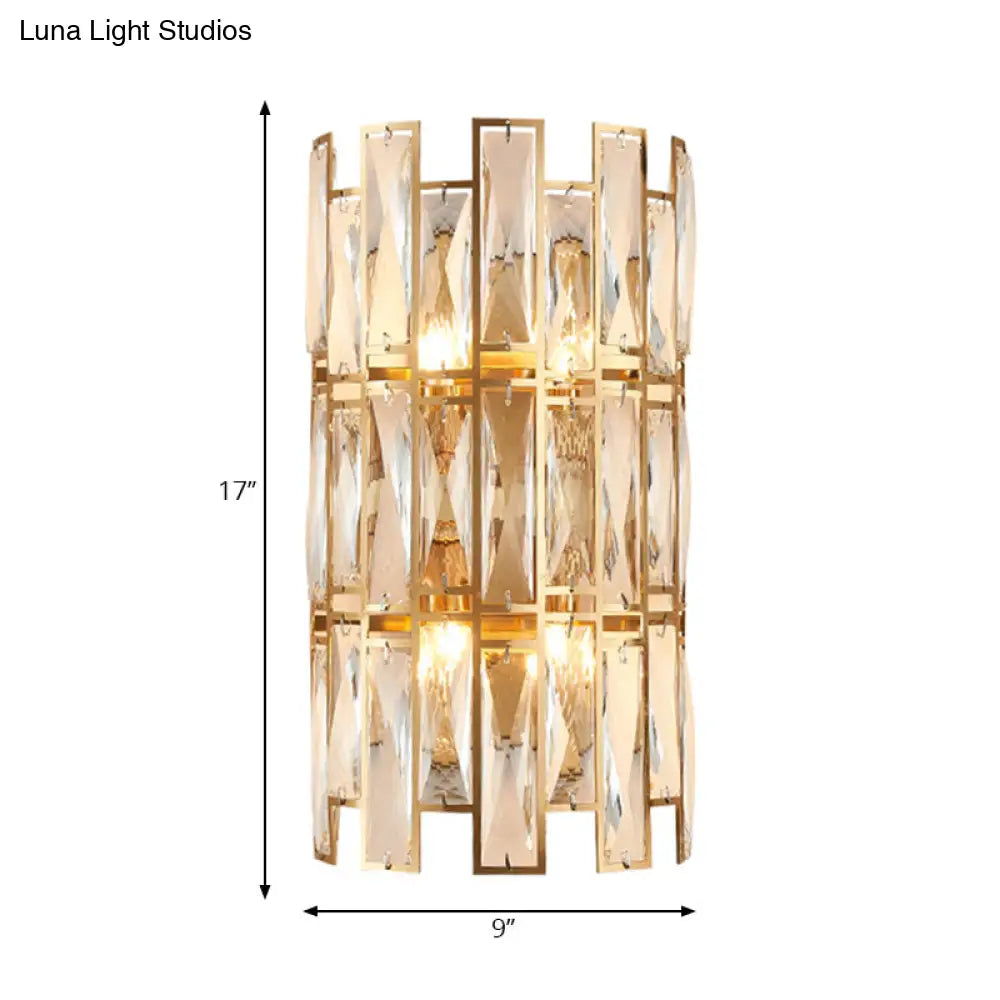 DecorBites™ DecorBites™ Modernist Style Clear Crystal Wall Sconce - Gold Finish, 4 Lights - Corridor Lighting, 11"/17" Wide