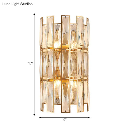 DecorBites™ DecorBites™ Modernist Style Clear Crystal Wall Sconce - Gold Finish, 4 Lights - Corridor Lighting, 11"/17" Wide