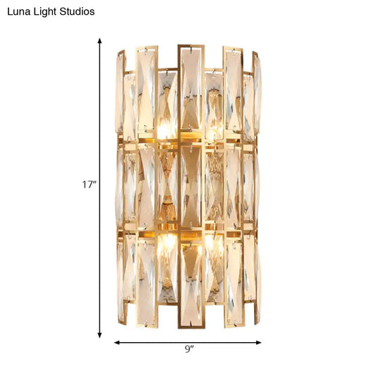 DecorBites™ DecorBites™ Modernist Style Clear Crystal Wall Sconce - Gold Finish, 4 Lights - Corridor Lighting, 11"/17" Wide