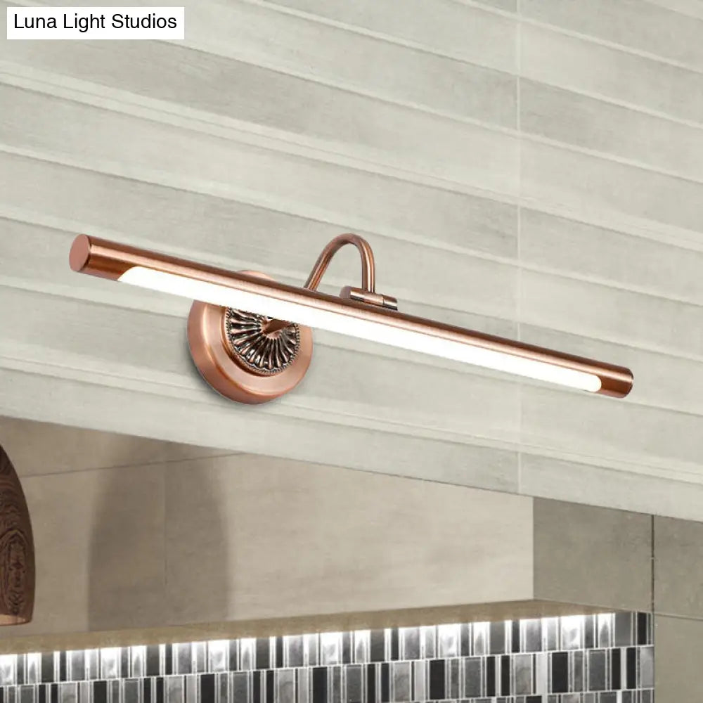 DecorBites™ DecorBites™ Modernist Style Tube Metal Vanity Sconce Light, LED Wall Mount Lamp (18"/22" W) in Weathered Copper/Brushed Brass - Warm/White Light