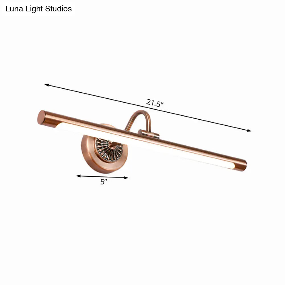DecorBites™ DecorBites™ Modernist Style Tube Metal Vanity Sconce Light, LED Wall Mount Lamp (18"/22" W) in Weathered Copper/Brushed Brass - Warm/White Light