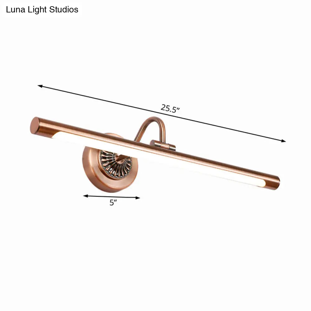 DecorBites™ DecorBites™ Modernist Style Tube Metal Vanity Sconce Light, LED Wall Mount Lamp (18"/22" W) in Weathered Copper/Brushed Brass - Warm/White Light