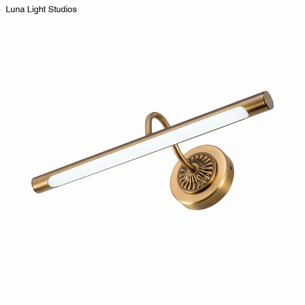 DecorBites™ DecorBites™ Modernist Style Tube Metal Vanity Sconce Light, LED Wall Mount Lamp (18"/22" W) in Weathered Copper/Brushed Brass - Warm/White Light