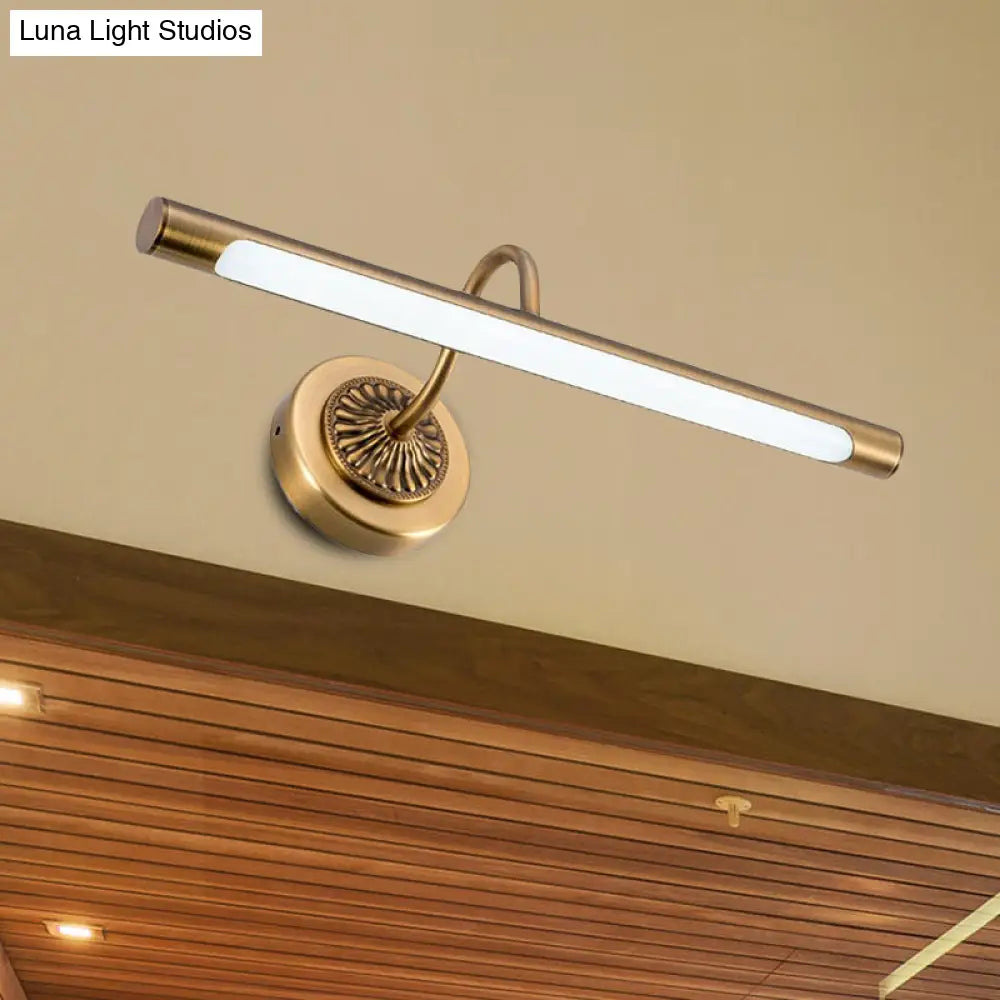 DecorBites™ DecorBites™ Modernist Style Tube Metal Vanity Sconce Light, LED Wall Mount Lamp (18"/22" W) in Weathered Copper/Brushed Brass - Warm/White Light