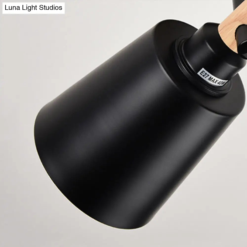 DecorBites™ DecorBites™ Modernist Style Wooden Joint Wall Sconce Fixture - Black Cylindrical Light for Bedroom