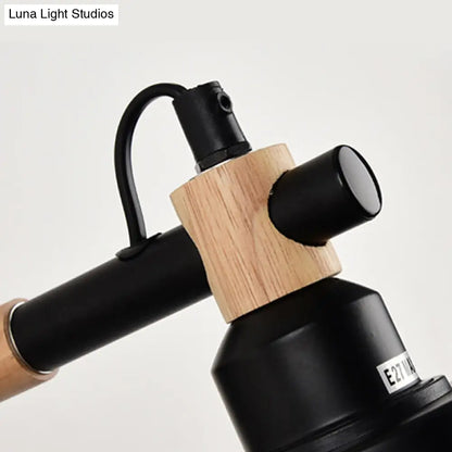 DecorBites™ DecorBites™ Modernist Style Wooden Joint Wall Sconce Fixture - Black Cylindrical Light for Bedroom